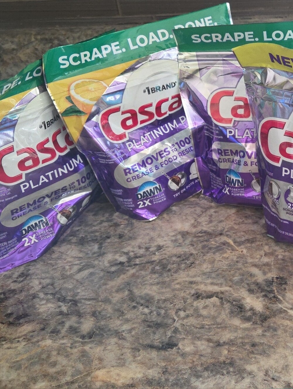 NEW>>4 Packs Cascade Platinum Plus Automatic Dishwasher Detergent Pods (9 ct.)